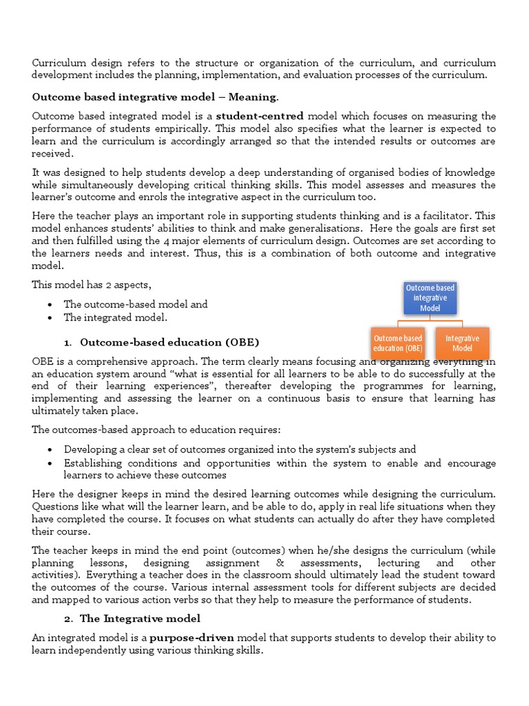 Outcome-Based Integrative Curriculum Design | PDF | Educational ...