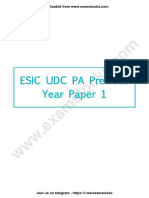 ESIC UDC PA Previous Year Paper 1