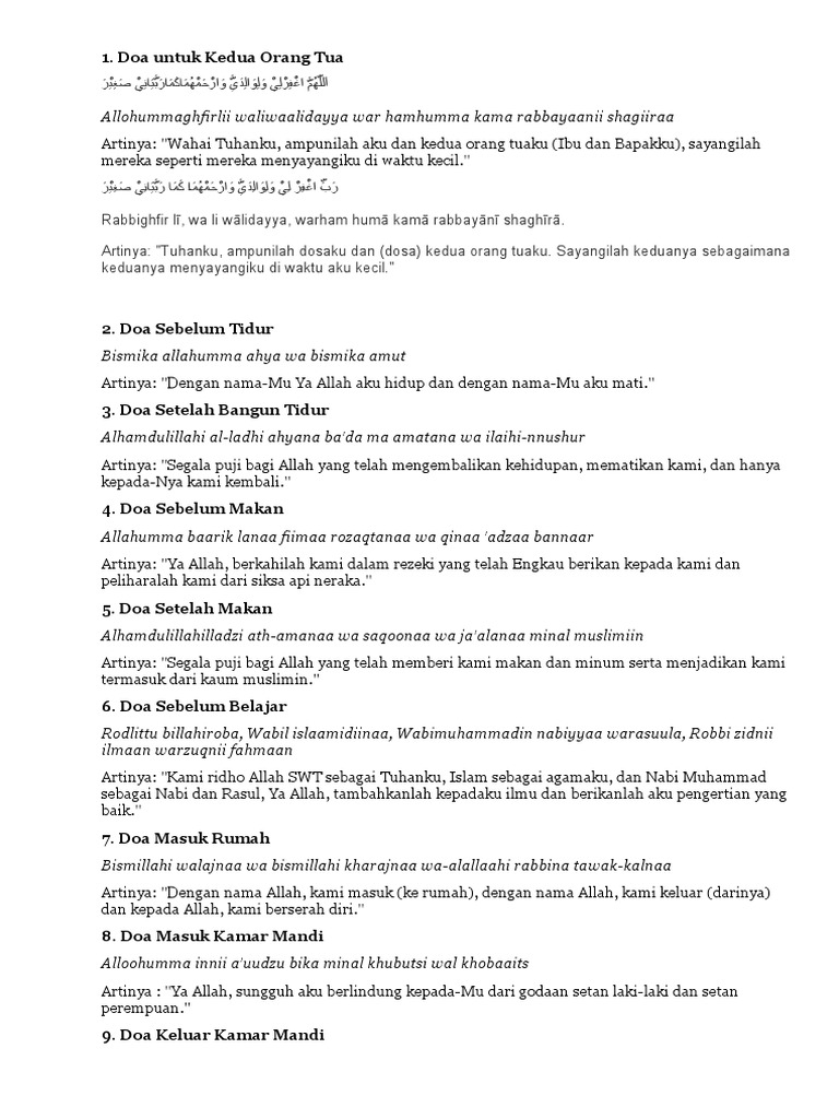 10 Doa Harian Untuk Anak Pdf