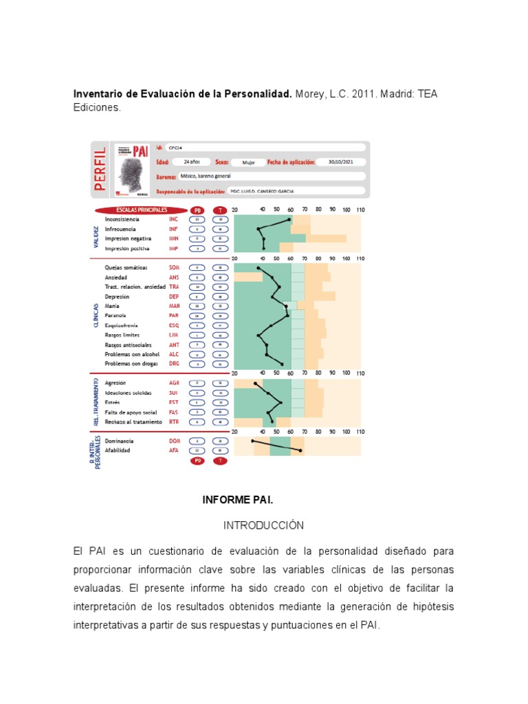 Informe Pai | PDF | Validez (Estadísticas) | Percepción