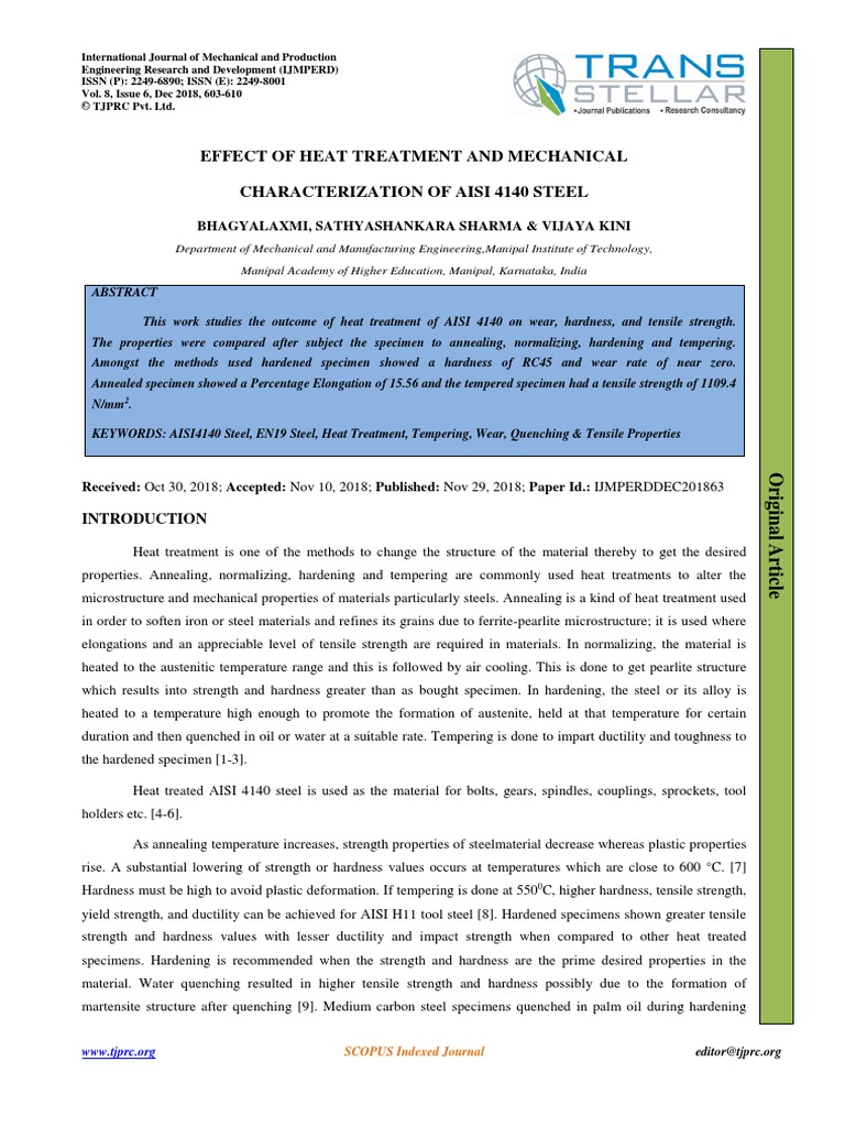 Effect of Heat Treatment and Mechanical | PDF | Heat Treating ...