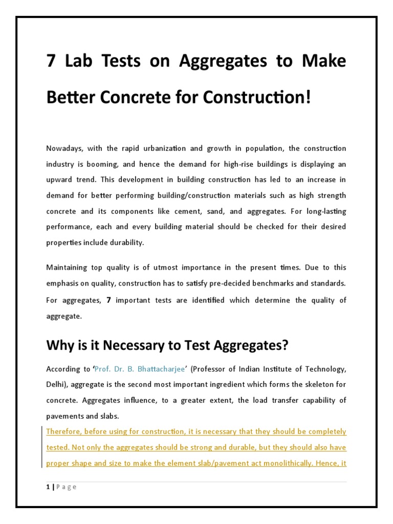 Construction Aggregate Testing Guide | PDF | Concrete | Cement