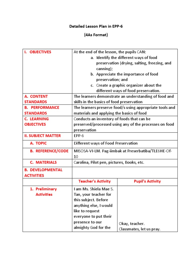 Tan Detailed LP in EPP 6 4as | PDF | Food Preservation | Foods