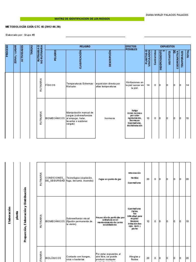Identificación de Riesgos Laborales GTC 45 | PDF | Dolor lumbar | Quemar