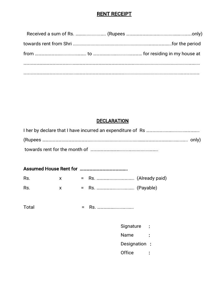Hra rent receipt pdf