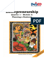 Entrepreneurship: Quarter 1 - Module 3: Planning A Business
