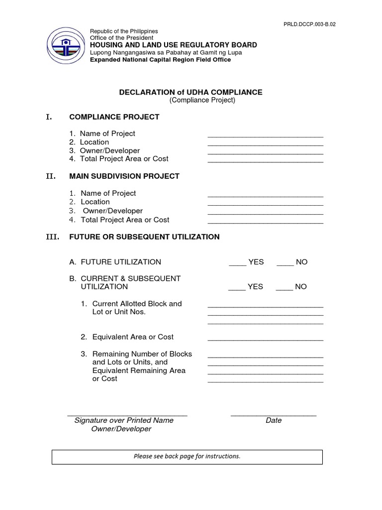 UDHA Compliance Declaration Form | PDF | Regulatory Compliance | Justice