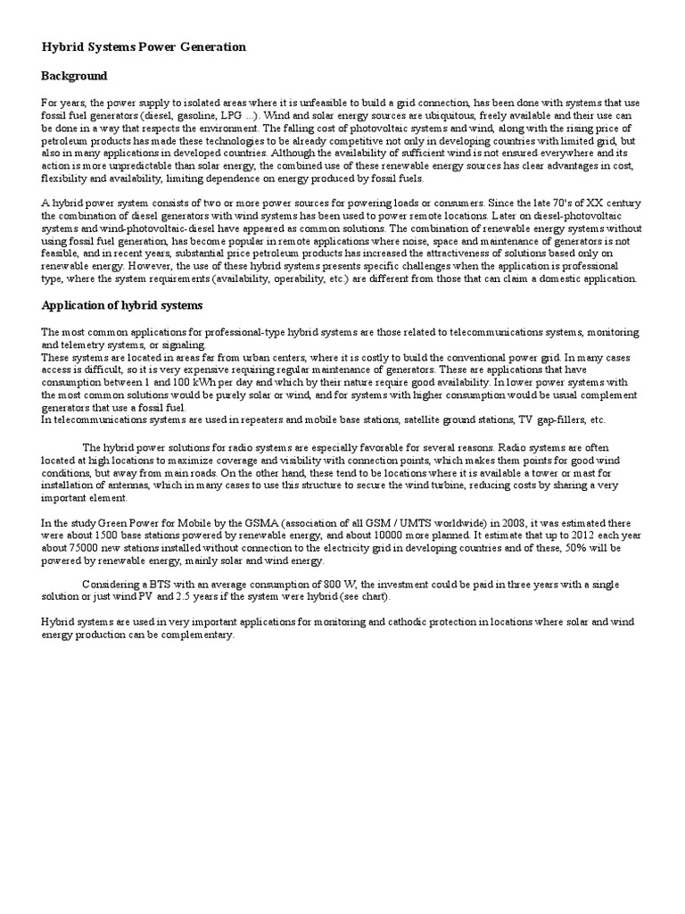 Hybrid Renewable Power Systems Overview | PDF | Wind Power | Energy ...