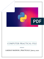 Computer Practical File: Lakshay Madhok - Practicals - June 9, 2020