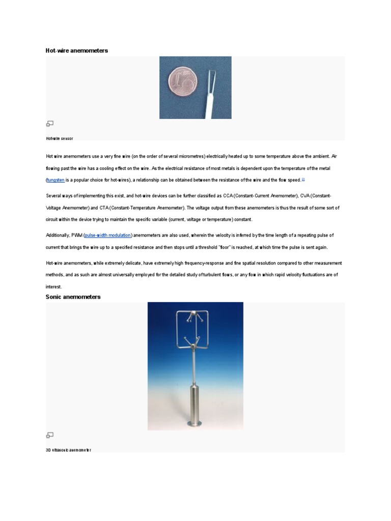 Anemometer PDF Equipment Physical Quantities