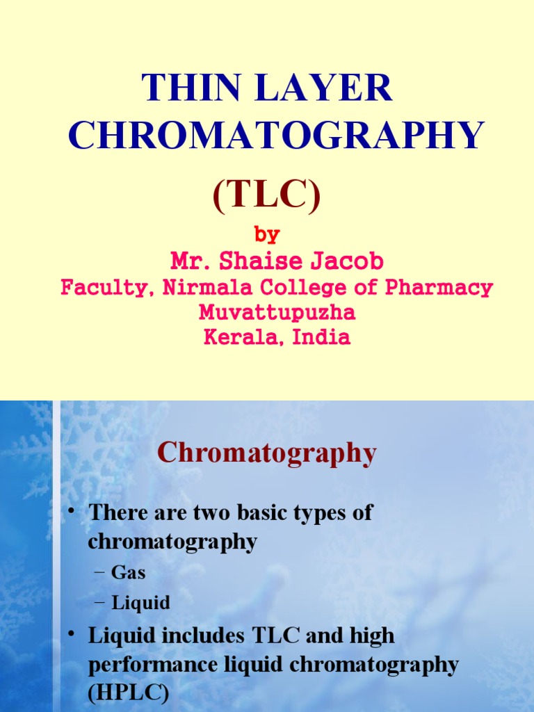TLC, Thin Layer Chromatography PDF Thin Layer Chromatography