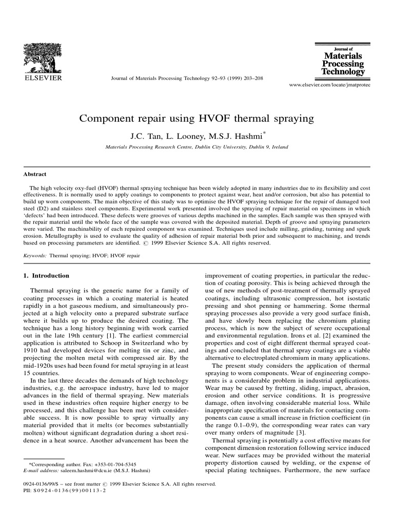 1999 J.C. Tan Journal of Materials Processing Technology