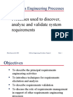 Requirements Engineering Processes: Processes Used To Discover, Analyse and Validate System Requirements