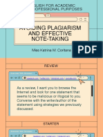 Avoiding Plagiarism and Effective Note-Taking