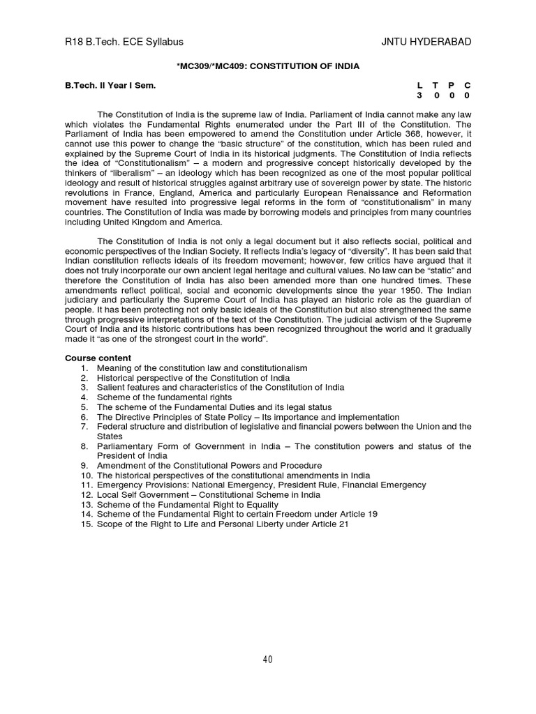 R18 B.Tech. ECE Syllabus Jntu Hyderabad | PDF | Constitution | Public Law
