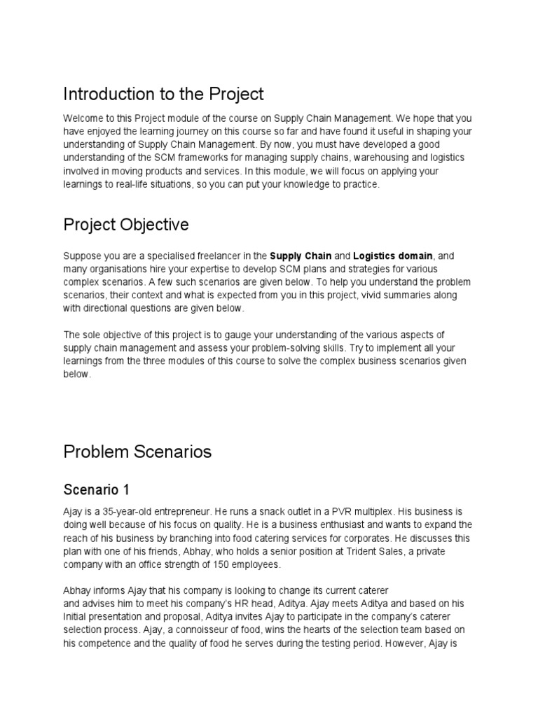 Supply Chain Management Project Overview | PDF | Logistics | Warehouse