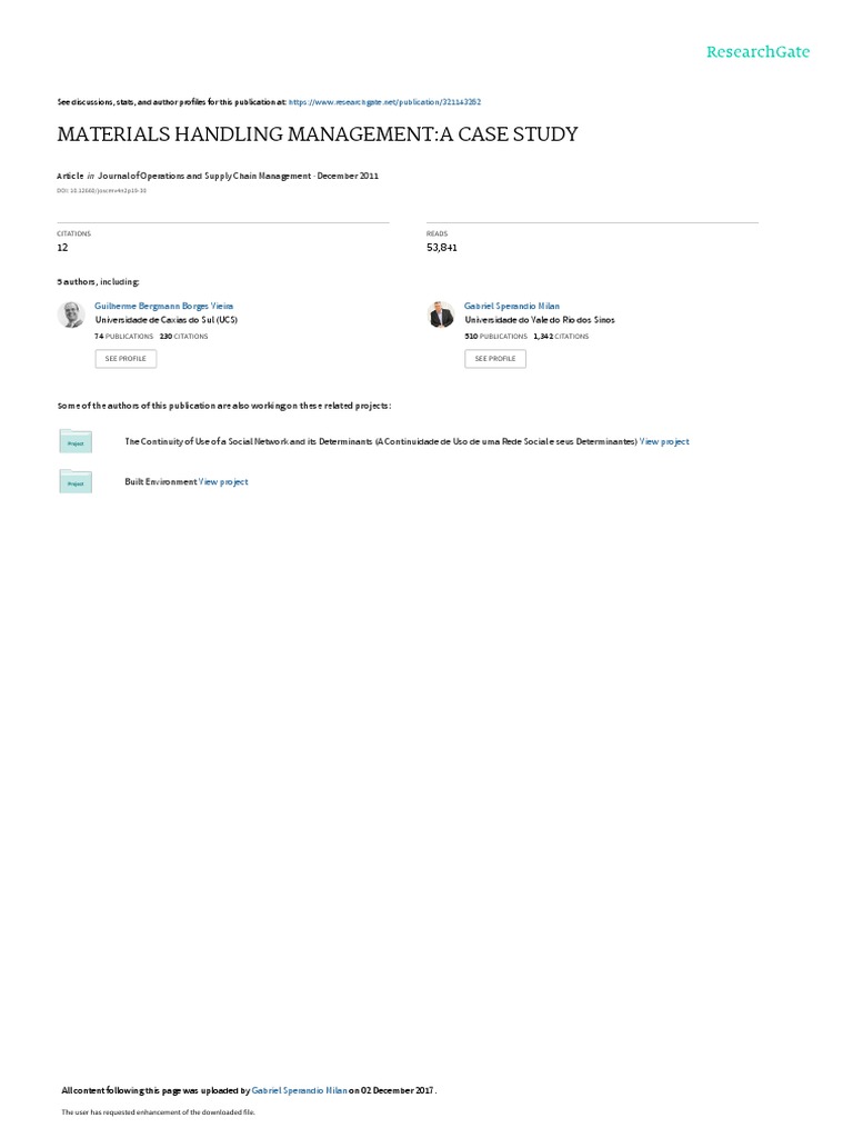 Materials Handling Managementa Case Study PDF Dependent And