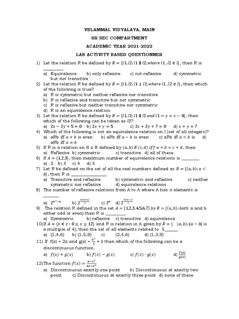 Lab Test Questions PDF Maxima And Minima Mathematics