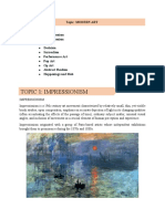 Topic 1: Impressionism: Sub Topics: Topic: Modern Art