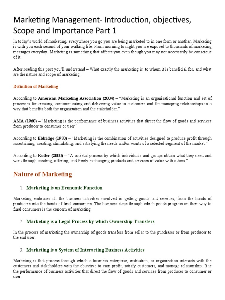 Marketing Management Overview and Goals | PDF | Marketing | Consumer ...