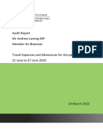 Report On The Audit of A Parliamentarians Travel and Travel-Related Expenses 21 June To 27 June 2019 - MR Andrew Laming MP Member For Bowman