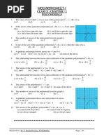 MCQ Worksheet-I: Class X: Chapter - 2 Polynomials