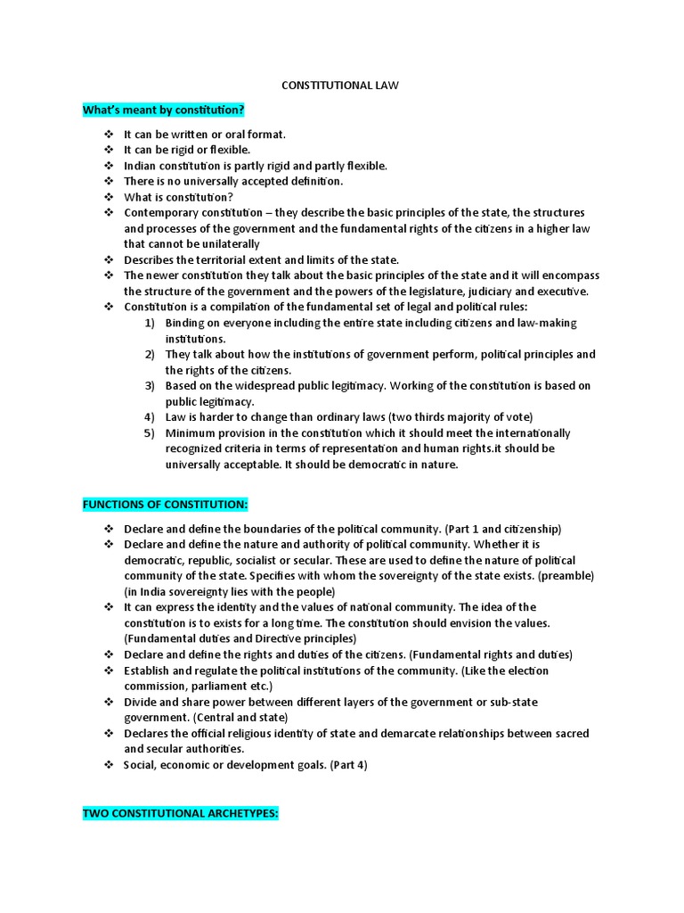Constitutional Law I | PDF | Separation Of Powers | Constitution