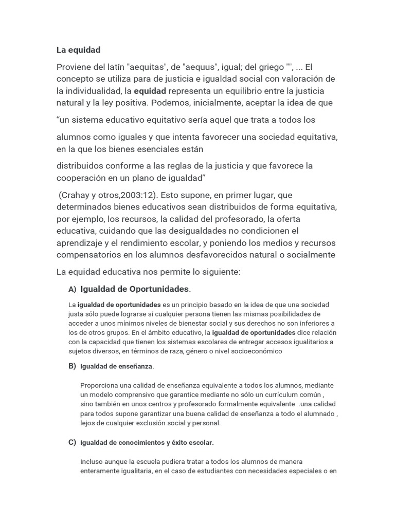 Equidad Educativa y Justicia Social | PDF | Desigualdad social ...