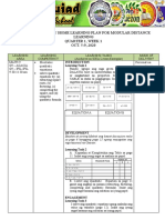 Individual Weekly Home Learning Plan For Modular Distance Learning Quarter 1, Week 1 OCT. 5-9, 2020