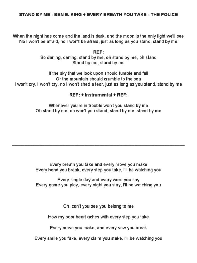 STAND BY ME Lyrics PDF