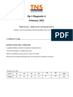 DP 1 Diagnostic 4 February 2022: Mathematics: Applications and Interpretation
