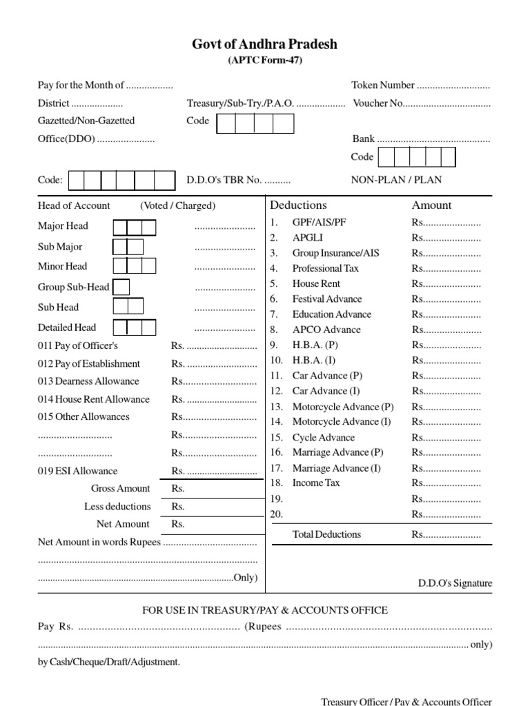 APTC Form 47 Salary Bill Template | PDF | Rupee | Taxation