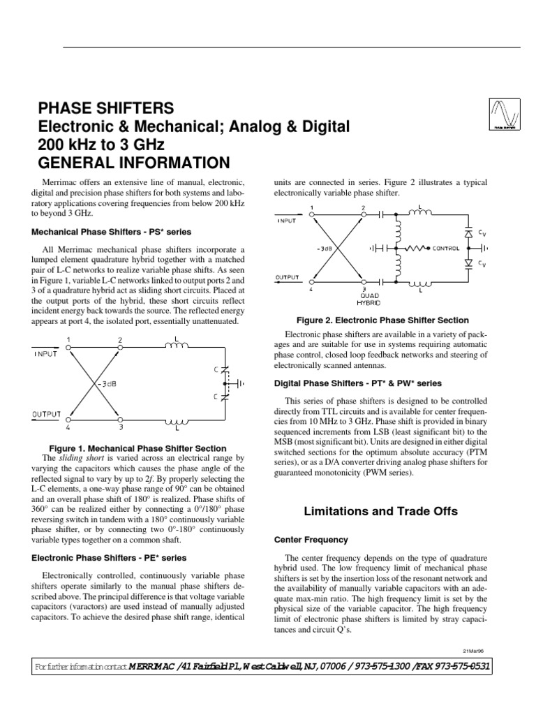 Phase Shifters Electronic & Mechanical Analog & Digital 200 KHZ To 3 ...