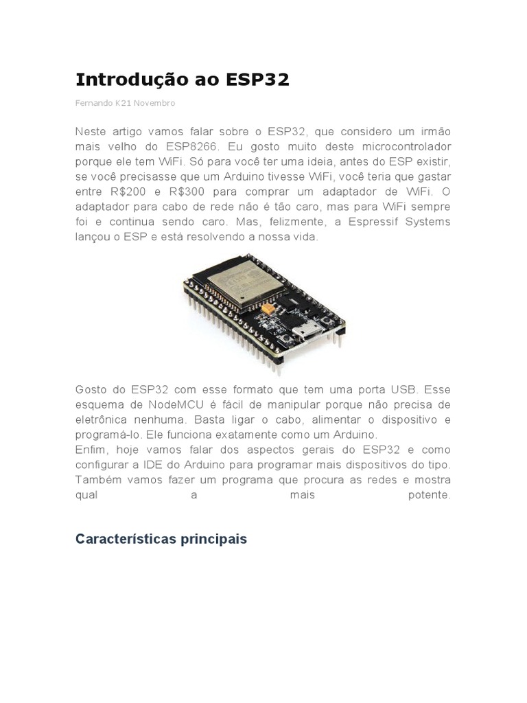 Introdução Ao ESP32 | PDF | Arduino | Wi-Fi