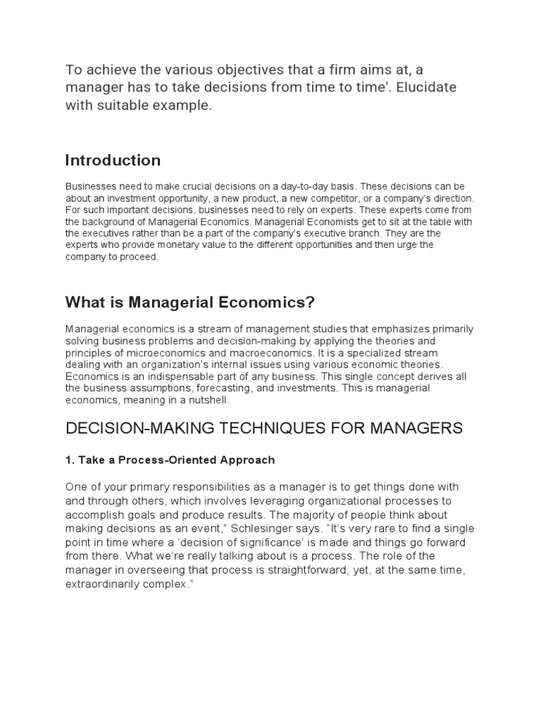 Managerial Economics in Decision-Making | PDF | Economics | Decision Making