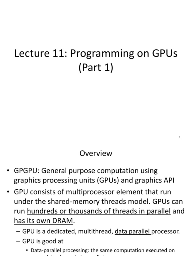 Lecture 11 Programming On Gpus Part 1 Zxu2acms60212 40212 S15lec 11 ...