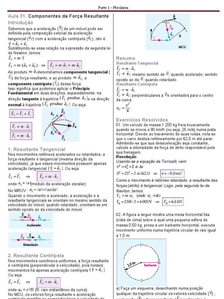 Forças Resultantes em Movimentos Acelerados | PDF | Trajetória | Velocidade