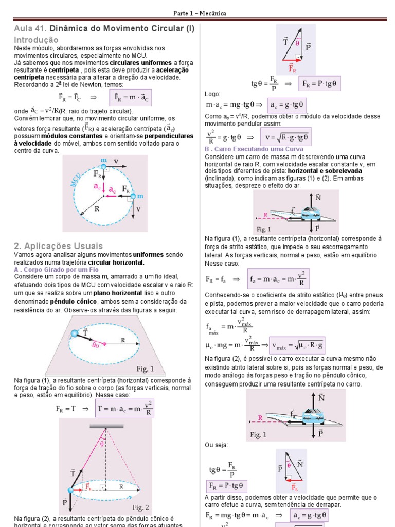 Dinâmica do Movimento Circular Uniforme | PDF | Pêndulo | Força
