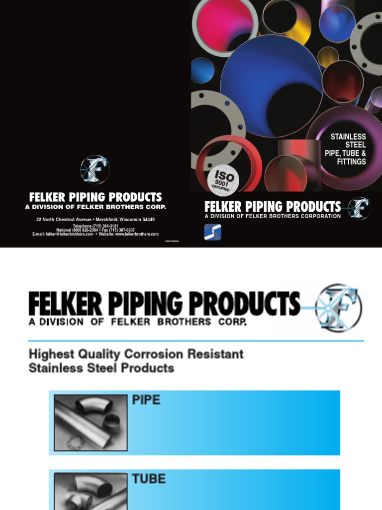 Felker Brothers Stainless Steel Products | PDF | Pipe (Fluid Conveyance ...