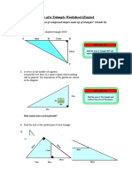 Area of A Triangle Worksheet (Easier) : "I Can Find The Area of Compound Shapes Made Up of Triangles" (Grade D)