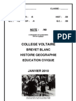 Sujets Et Correction Du Brevet Blanc en Histoire Et en Ducation Civique Janvier 2010