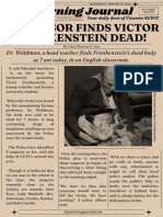 Professor Finds Victor Frankenstein Dead!
