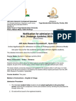Notification YSU MA Vedanga Jyotisha Distance Course 2022-24