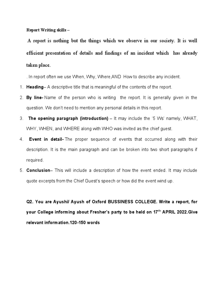 Report Writing Skills PDF