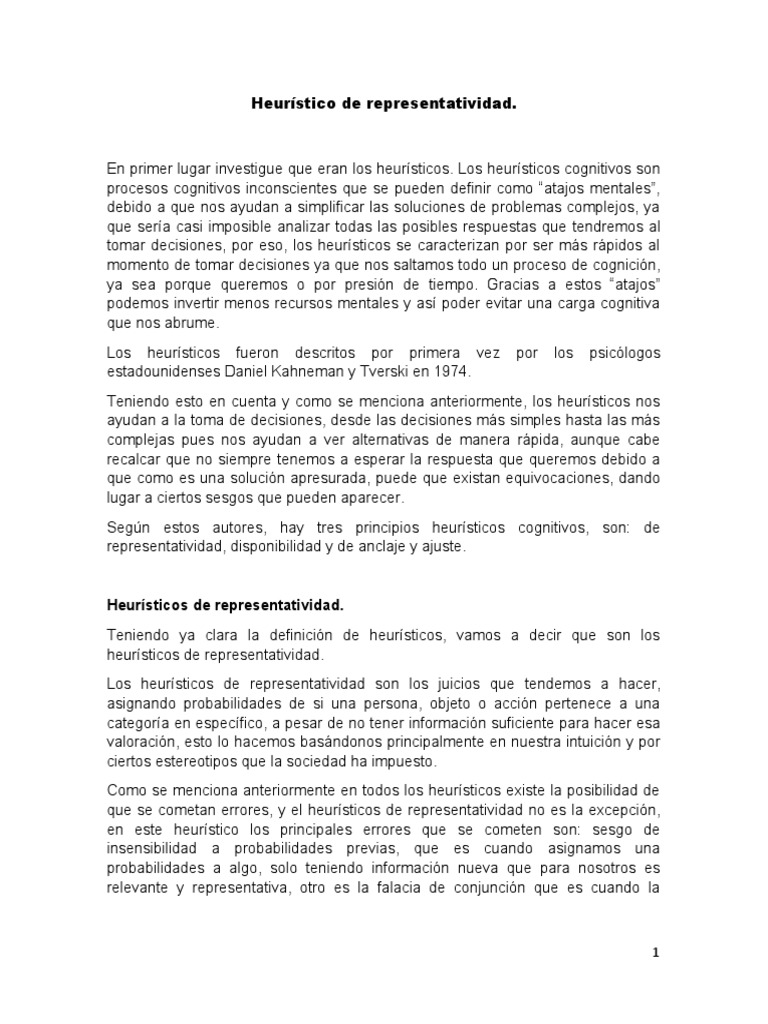 Heurístico de Representatividad Subir Download Free PDF Heurístico