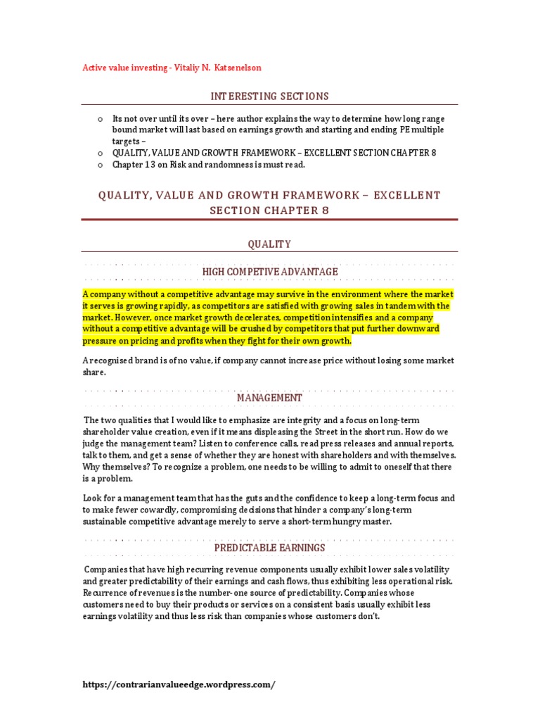 Active Value Investing Insights | PDF | Price–Earnings Ratio ...