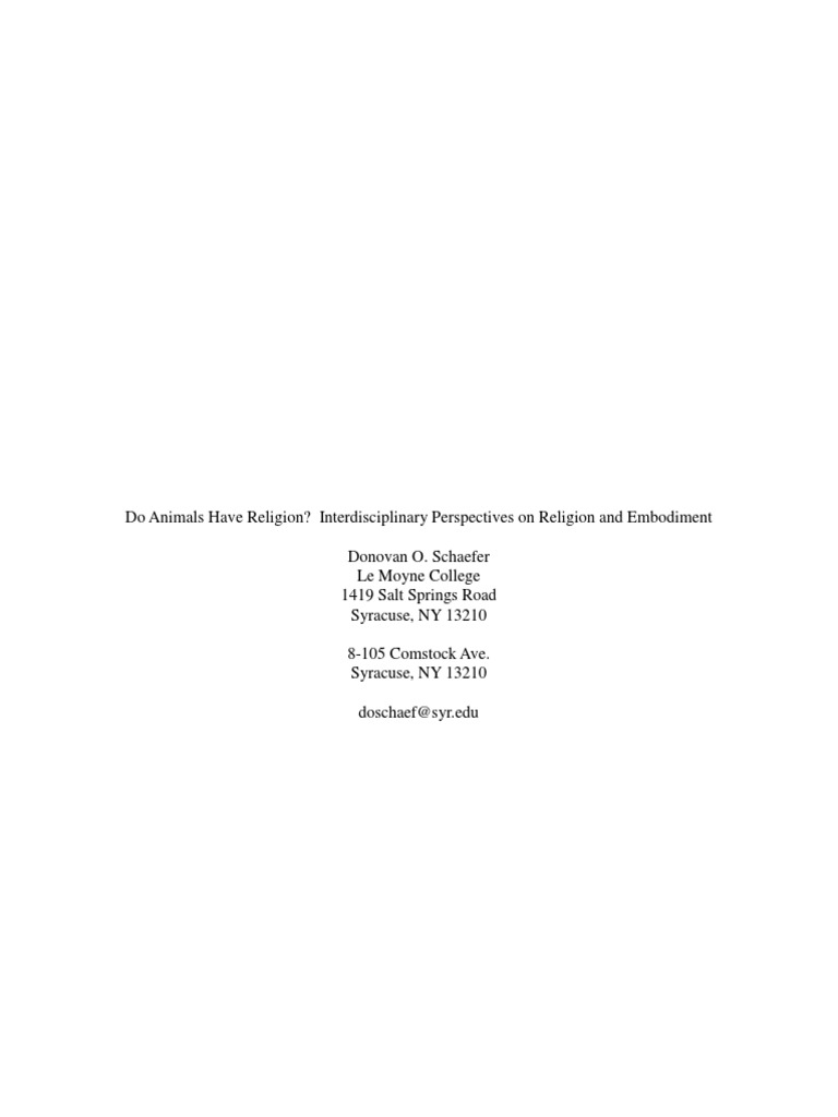 Do Animals Have Religion Final PDF Ethology God