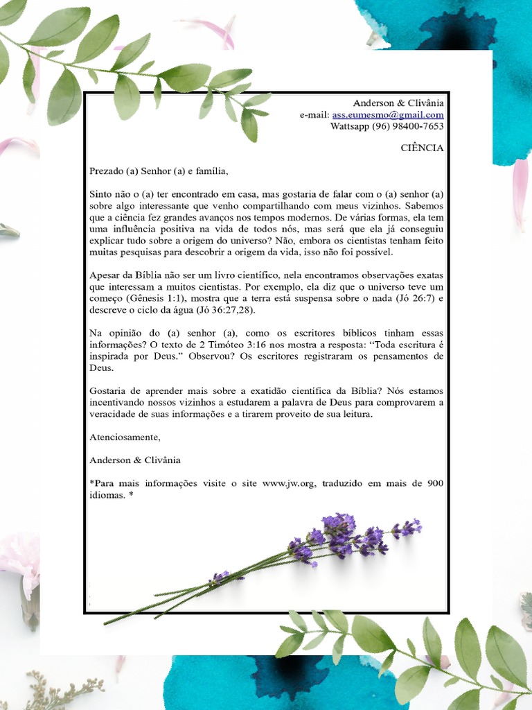 Cartas de Testemunho Público JW PDF