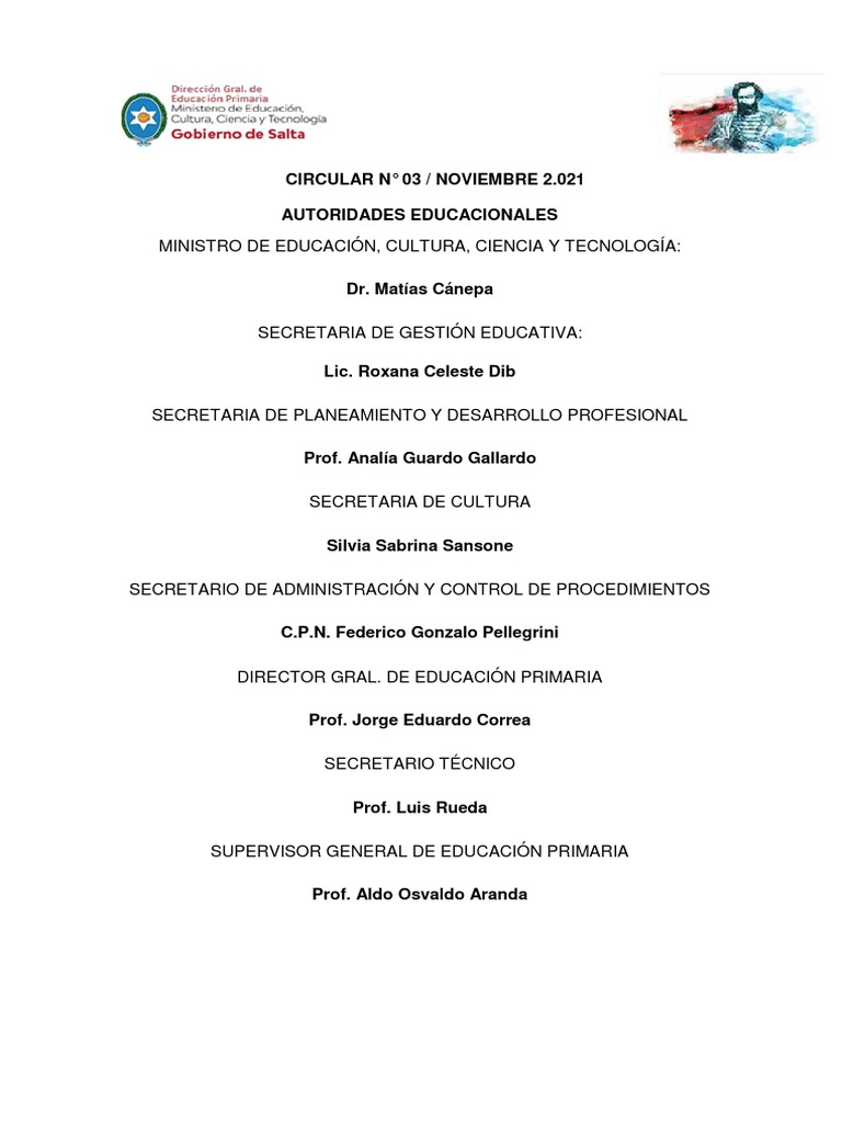 Circular 3 | PDF | Evaluación | Educación primaria