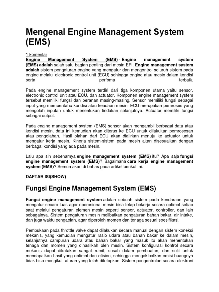 "Panduan Lengkap Engine Management System" | PDF